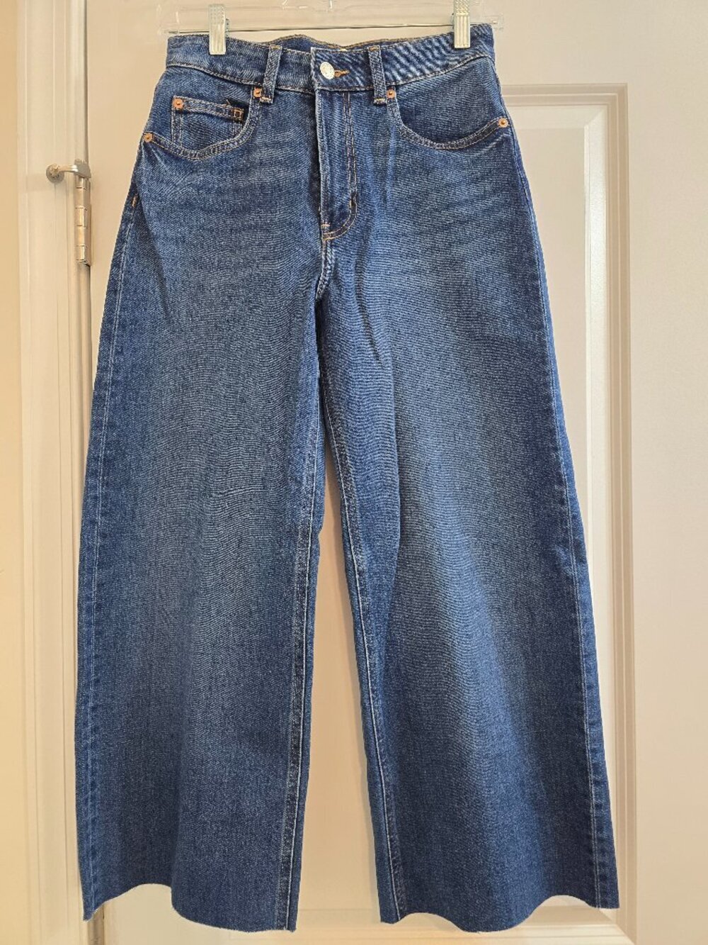 H&M Wide High Ankle Jeans - Dark Denim Blue